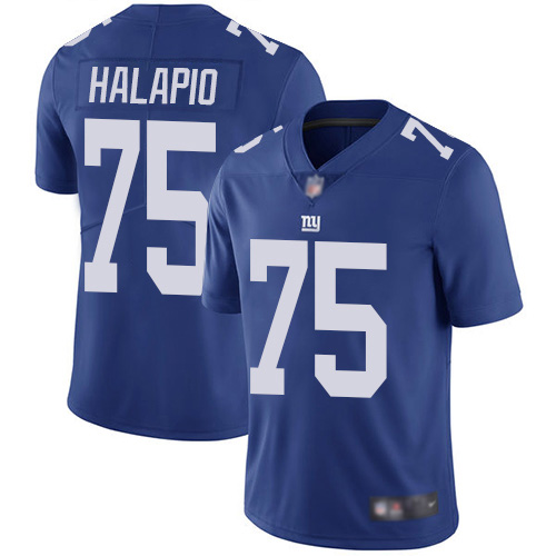 Men New York Giants #75 Jon Halapio Royal Blue Team Color Vapor Untouchable Limited Player Football NFL Jersey